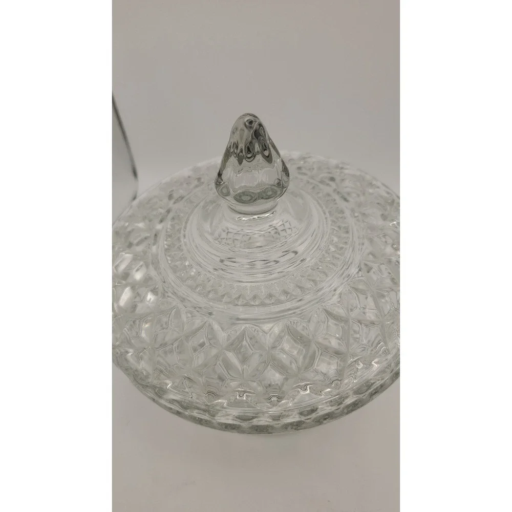 #3 Anchor Hocking Wexford LARGE Clear Glass Covered Candy Dish with Lid, Vintage